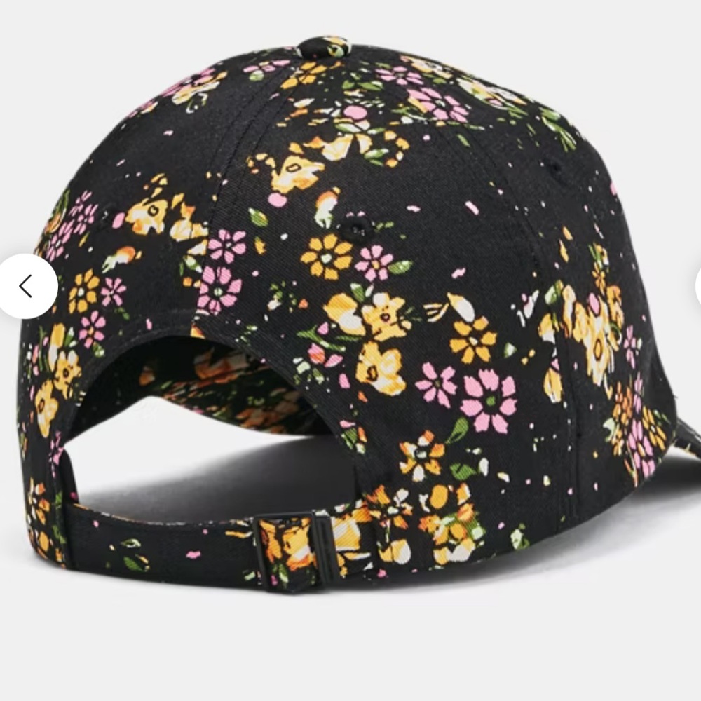 Women's UA SportStyle Printed Adjustable Hat cap floral print black yellow nwt - Picture 2 of 3